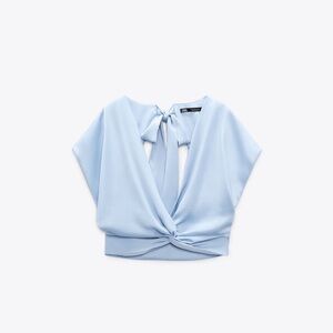 Zara Knotted satin effect top SMALL